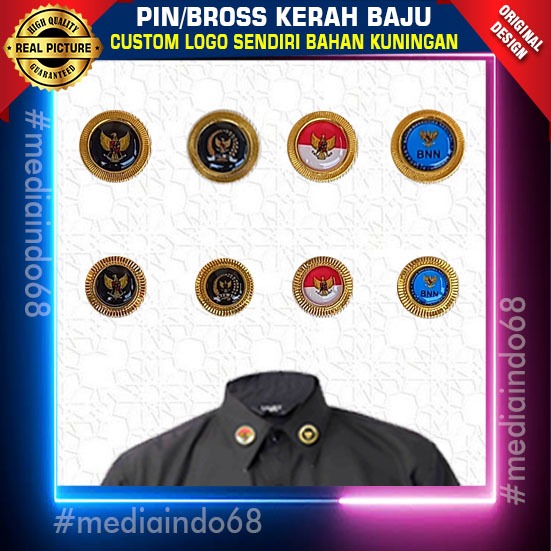 PIN/BROSS Kerah Baju Bahan Kuningan (Custom Logo Sendiri)