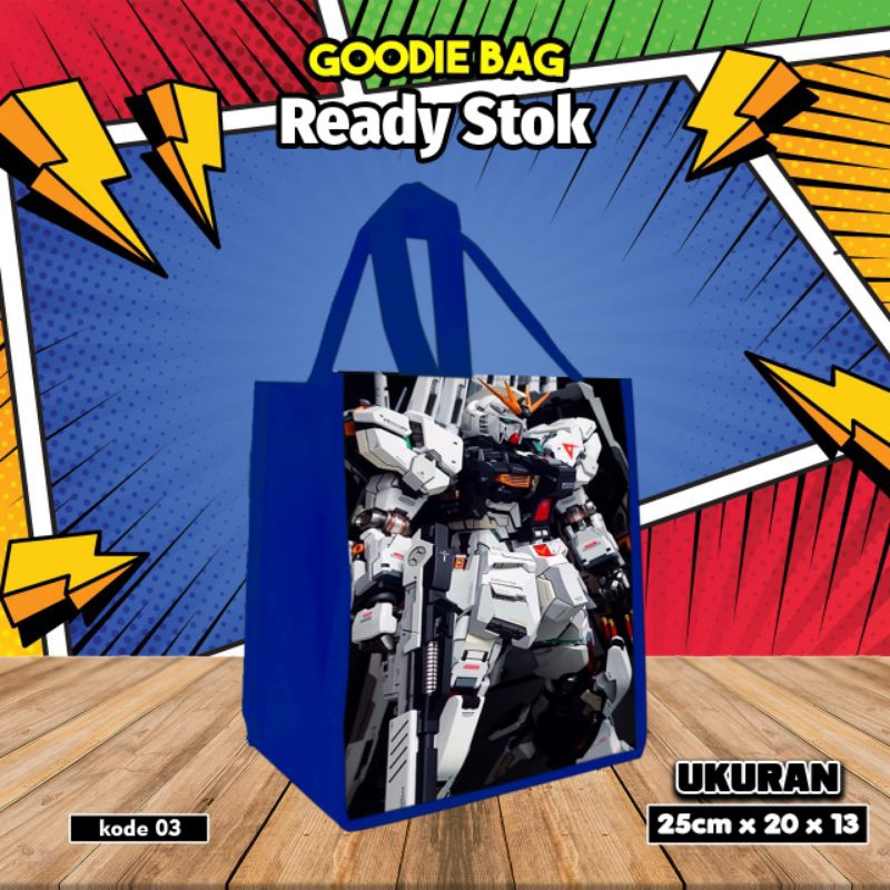 

{LANCAR 10Pcs} tas kantong makanan snacks/goodie bag karakter GUNDAM katalog 03/tas ultah/kantong