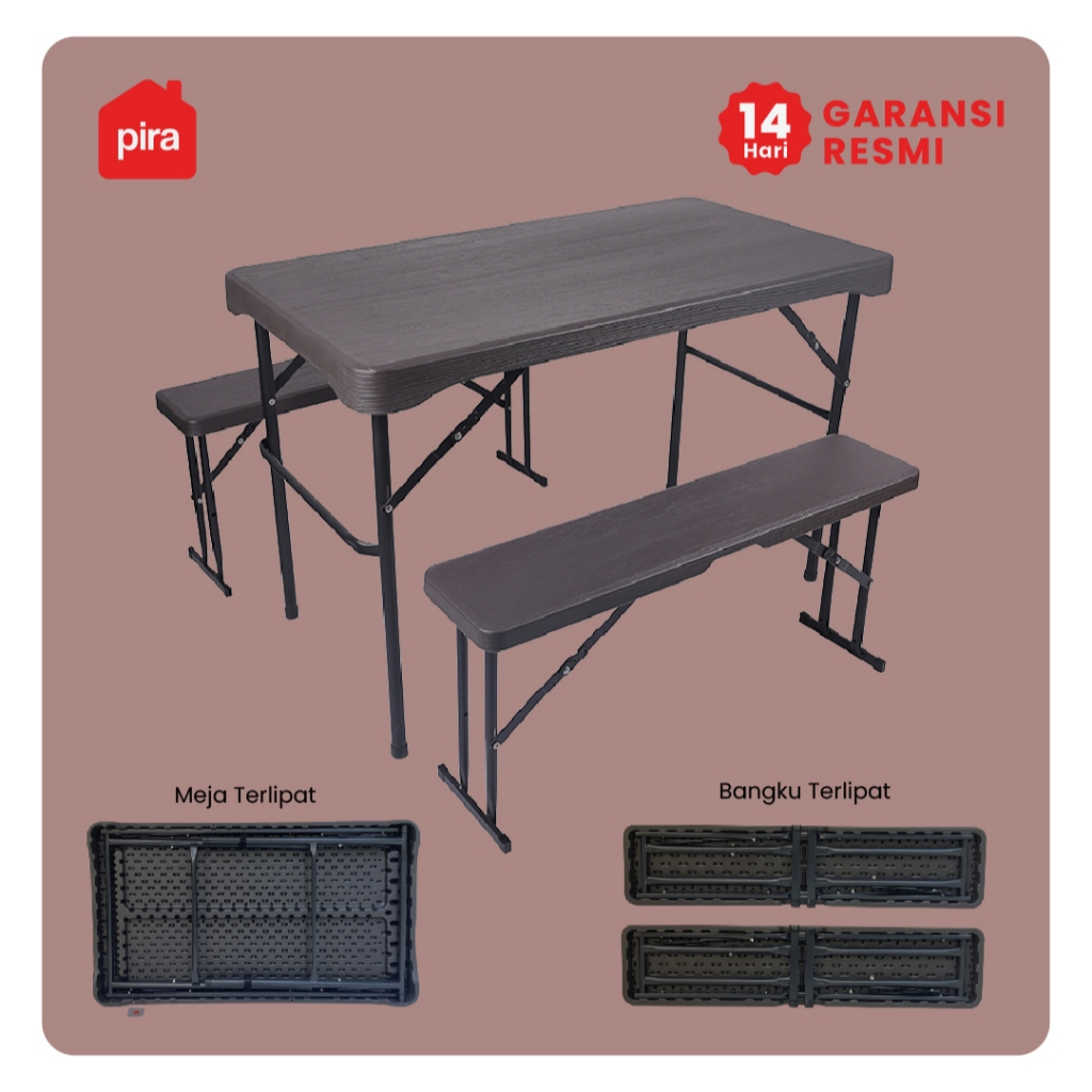 Pira - Folda FD108 BC W Set Meja Lipat Outdoor / Meja Serbaguna / Meja Piknik / Meja Makan