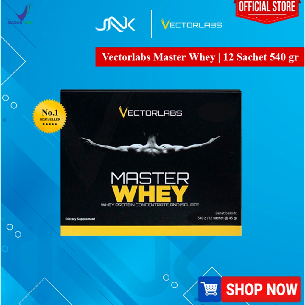 Vectorlabs Master Whey 12 Sachet 540gr | Masterwhey Susu Whey Protein Concentrate Suplemen Otot