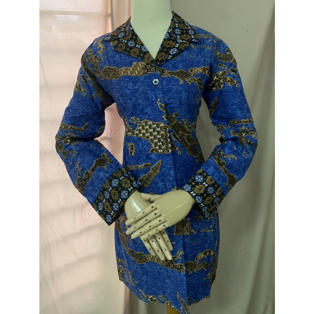 Baju Batik Atasan Wanita Warna Biru