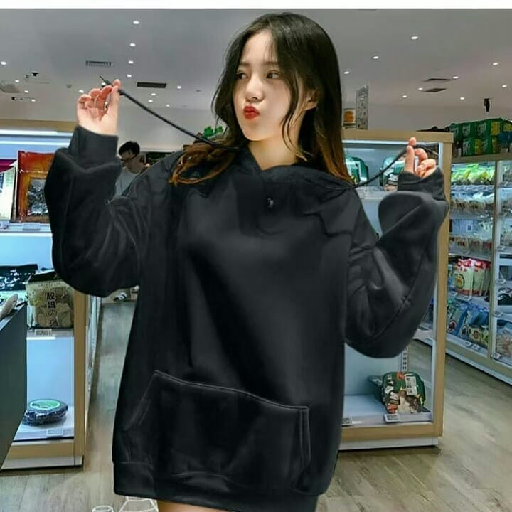 Jaket Hoodie Korean Ulzzang Style Polos Unisex Oversize Basic
