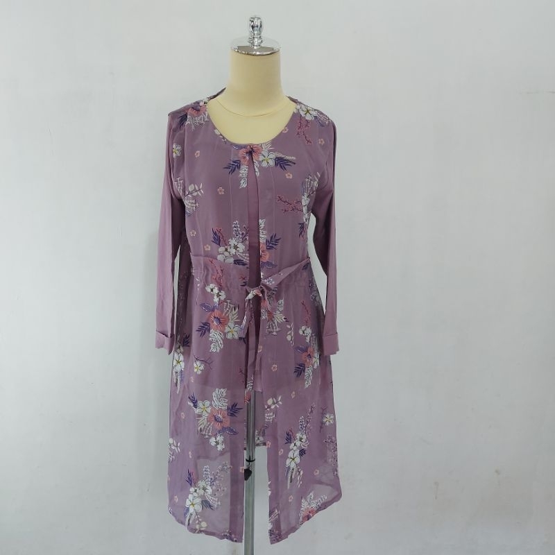 Atasan Wanita Long Tunik Ceruty Purple