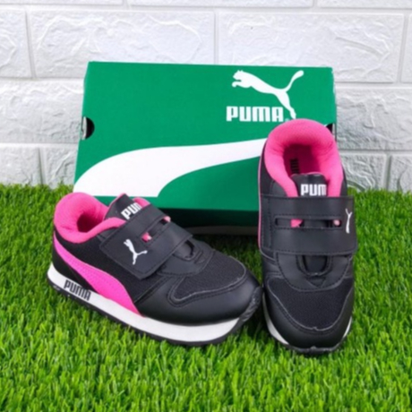 Sepatu Hitam Pink Anak Perempuan Sepatu Sekolah Anak Cewek/Perempuan Kids TK SD