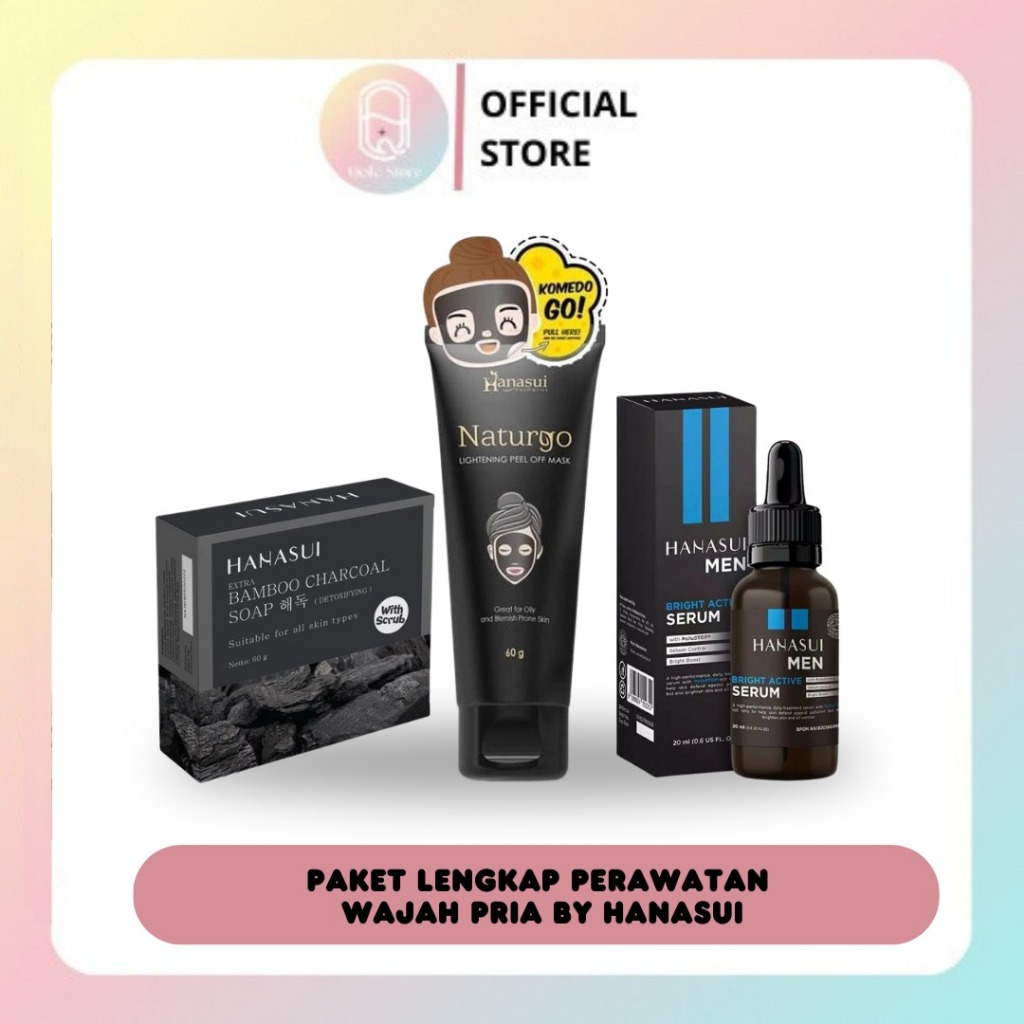 QEILA - PAKET HANASUI MEN | PERAWATAN WAJAH & KULIT PRIA | HANASUI NATURGO TUBE MASKER + HANASUI SER
