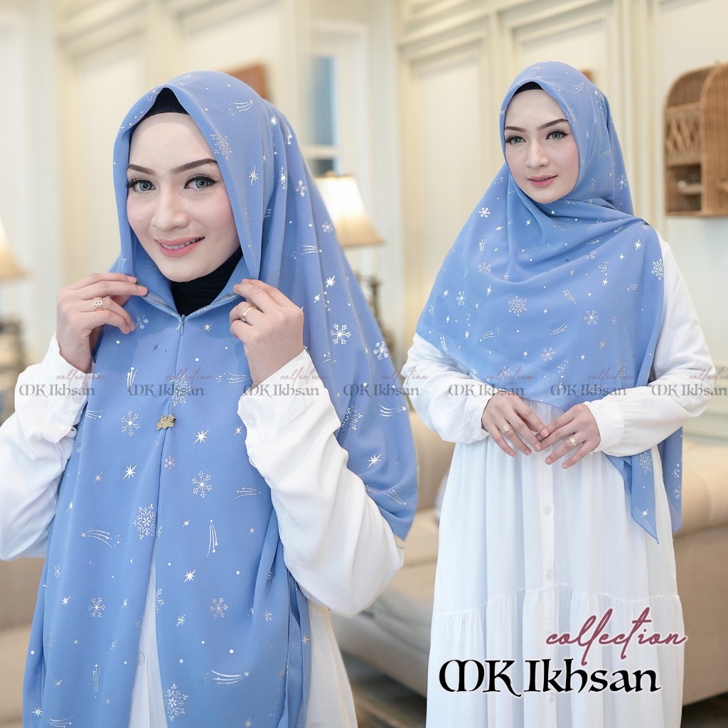 MK IKHSAN COLLECTION SEGI EMPAT ZIPPER MOTIV SNOW WHITE CERUTY BABYDOLL FRANCE VOILE,HIJAB INSTAN RE