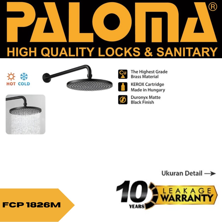 PALOMA FCP 1826M Keran Mixer Shower Tanam Set Panas Dingin Kran Air Hitam Black