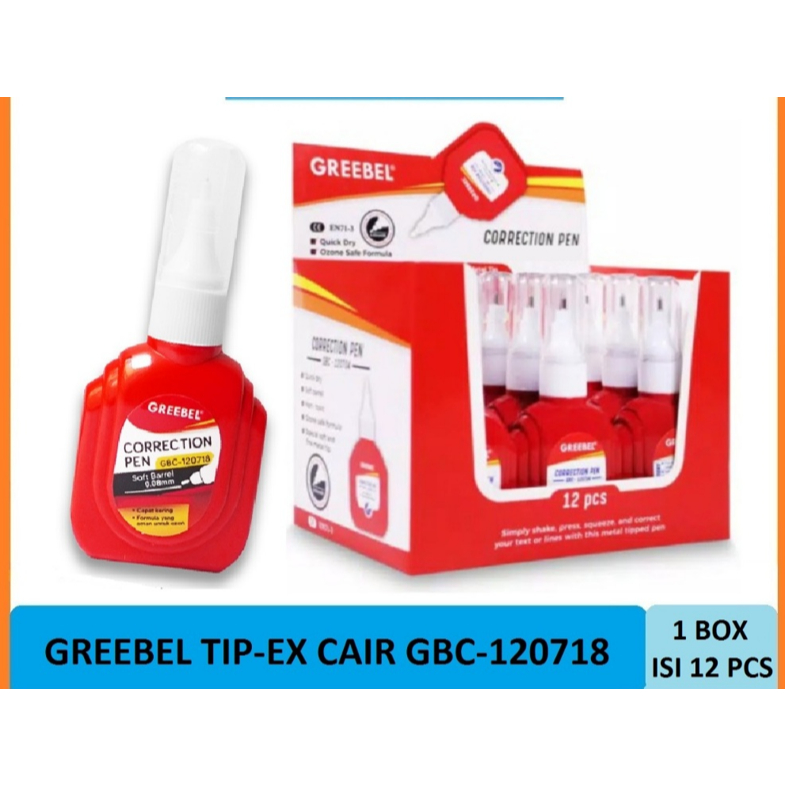 

Correction Pen Greebel GBC 120703 (PCS) GREEBEL Correction Pen GBC 120703 cocok digunakan untuk keperluan sekolah dan kantor GREEBEL Correction Pen GBC 120703 ramah lingkungan dan telah lulus uji toksisitas Lebih cepat kering saat digunakan Didesain denga
