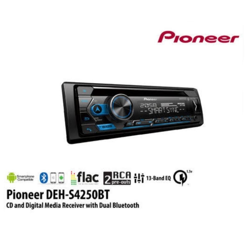 Single Din Pioneer DEH-S4250BT Single Din Bluetooth
