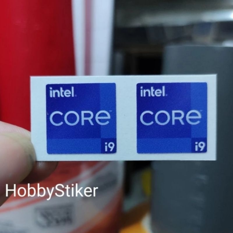 Stiker core i9 custom premium glossy bertekstur untuk pc laptop