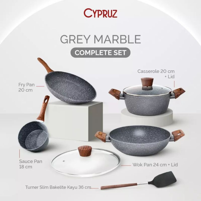 Cypruz Set 7pcs Grey Marble Complete