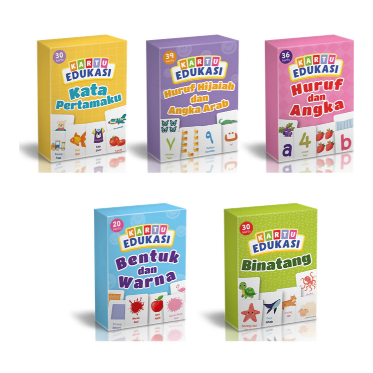 Kartu Edukasi Kata Pertamaku Huruf Angka Bentuk Warna Hijaiah | Mainan Anak 1-3 Tahun