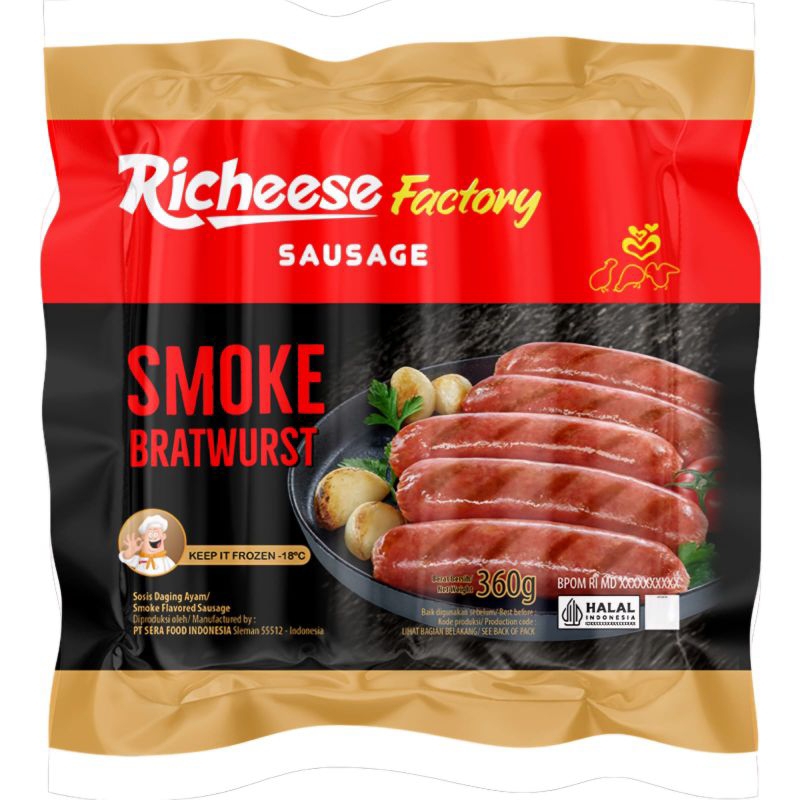 

Sosis Richesee factory Sausage Smoke Bratwurst isi 6 ukuran 360gram