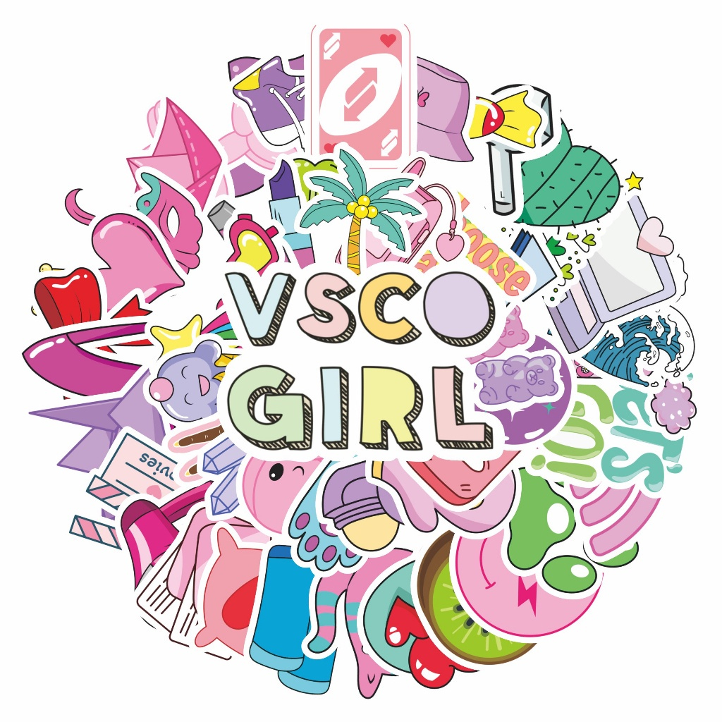 

COD✨ 100 Pcs Stiker Kawai Motif VSCO Girl Anti Air Untuk Dekorasi Notebook Sepeda Skateboard Handphone DIY