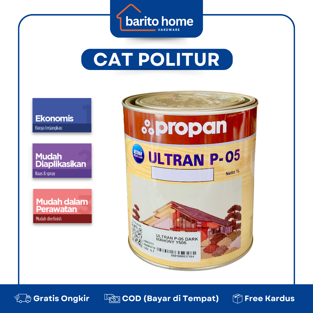 PROPAN ULTRAN YUNIOR P-05 Cat Vernis Plitur Politur Warna Kayu 1 Liter Kayu Pintu Jendela Kusen Inte