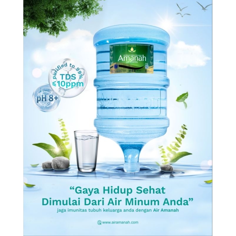 

Air Amanah PH8+ dan TDS 10PPM Kemasan Galon 19 Liter Harga air + Galon nya pengiriman via Go send atau grab Yogyakarta saja