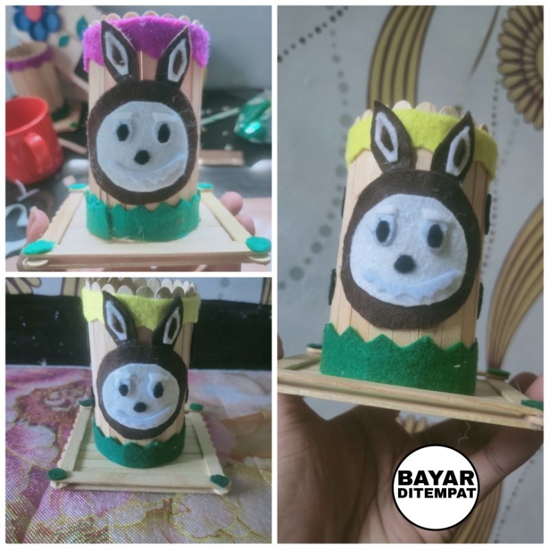 

tempat pensil labubu dari stik es krim viral prakarya terbaru