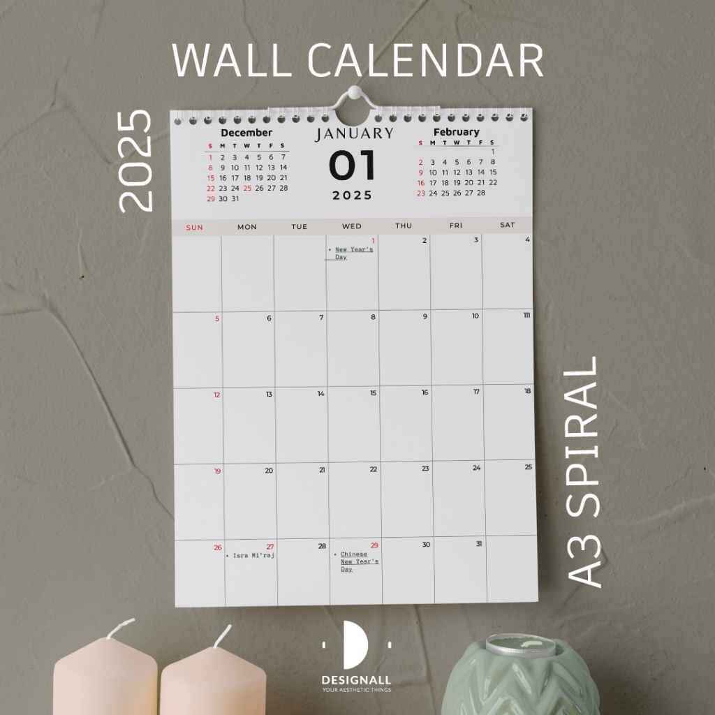 

DESIGNALL KALENDER DINDING AESTHETIC 2025 A3+ SPIRAL DM