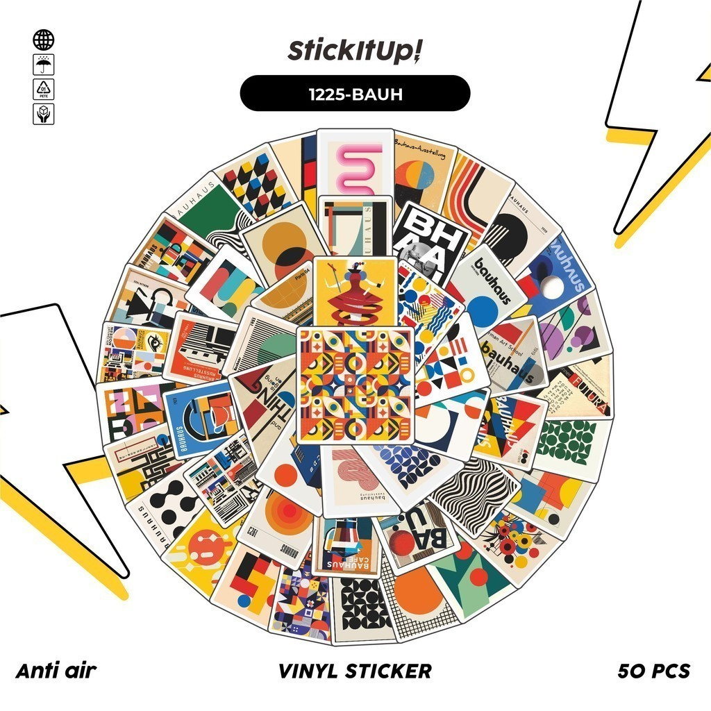 

COD✨ 100 Pcs Stiker Bauhaus Abstract Anti Air Untuk Dekorasi Notebook Sepeda Skateboard Handphone DIY
