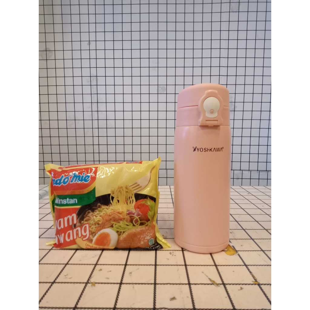 YOSHIKAWA Vacuum Stainless Steel Tumbler 320ML KD0353 Botol Air Tahan Panas Dingin Black Pink