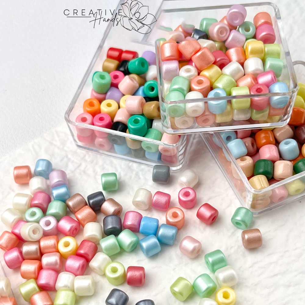 

6mm Silinder Kecil Mutiara Lampu Ton Kaca Kaca Besar Mutiara Diy Gelang Kalung Rantai Manik -manik