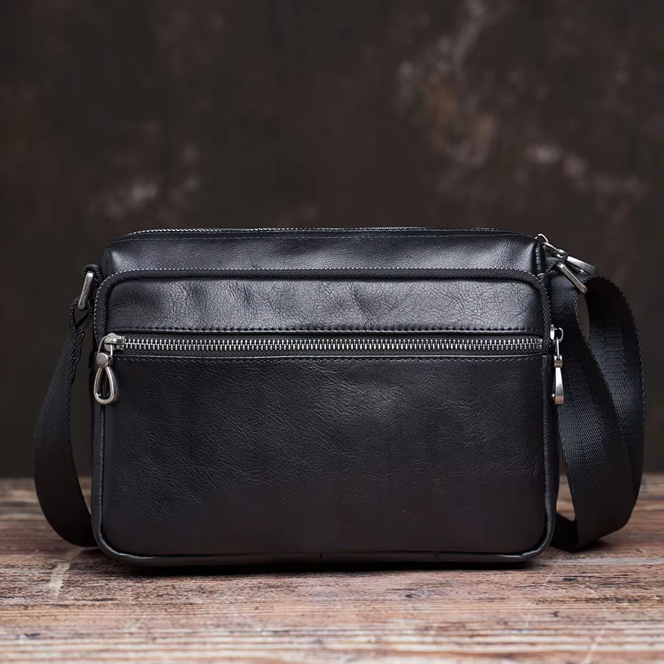 Tas Bahu Kasual Pria Kulit Asli - Tas Selempang Kecil Asli Muat Ipad 9,7 Inch