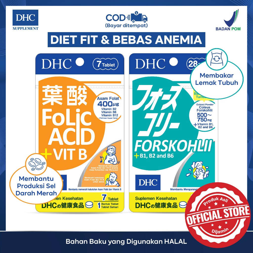 Paket Bundling DHC Folic Acid + Vit B dan DHC Forskohlii + B1, B2, B6