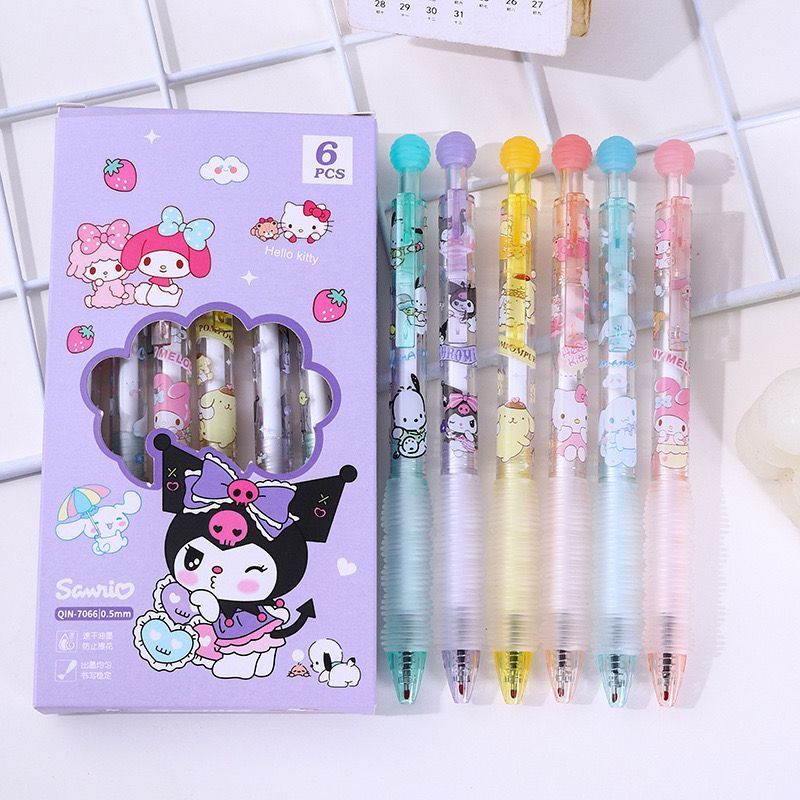 

SET 6 PCS Pulpen Lucu Motif KUROMI 0.5 mm / Set Pen Mekanik Motif KUROMI Lucu Kuromi Cinnamoroll