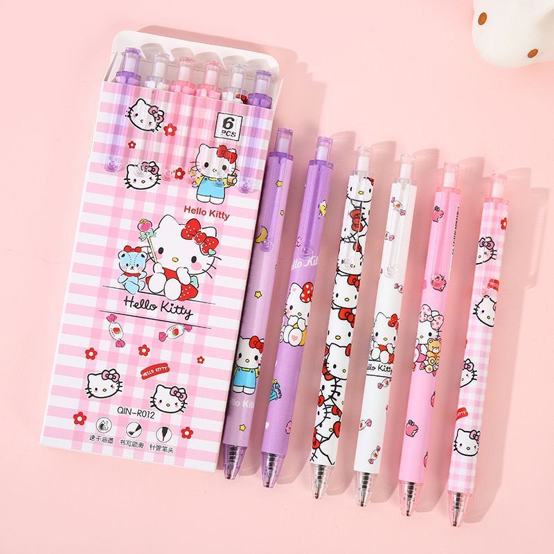 

6 PCS Set Pulpen Gel Mekanik POKEMON PIKACHU & HELLO KITTY 0.5 mm Pen Mekanik Polos Anak Sekolah Anak Kantor