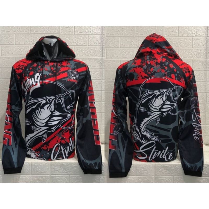 Kaos Jersey Kupluk Mancing fishing lengan panjang Fullprinting