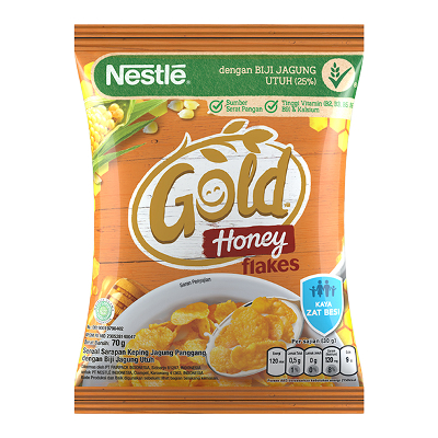 

NESTLE GOLD HONEY FLAKSE 70 GRAM/SEREAL SEHAT DENGAN RASA MADU/TERBUAT DARI JAGGUNG UTUH PILIHAN