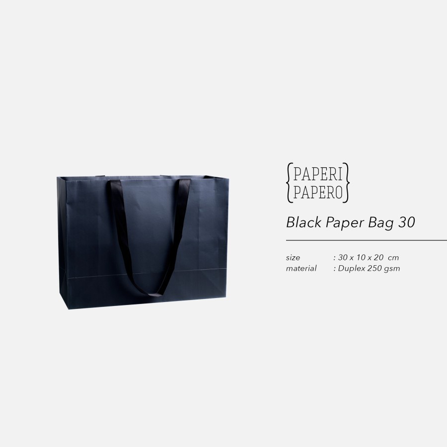 

Black Paper Bag (30x10x20 cm) (10 Pcs) - Shopping Bag / Tas Kertas / Kantong Kertas Hitam dengan Tali Pita Hitam