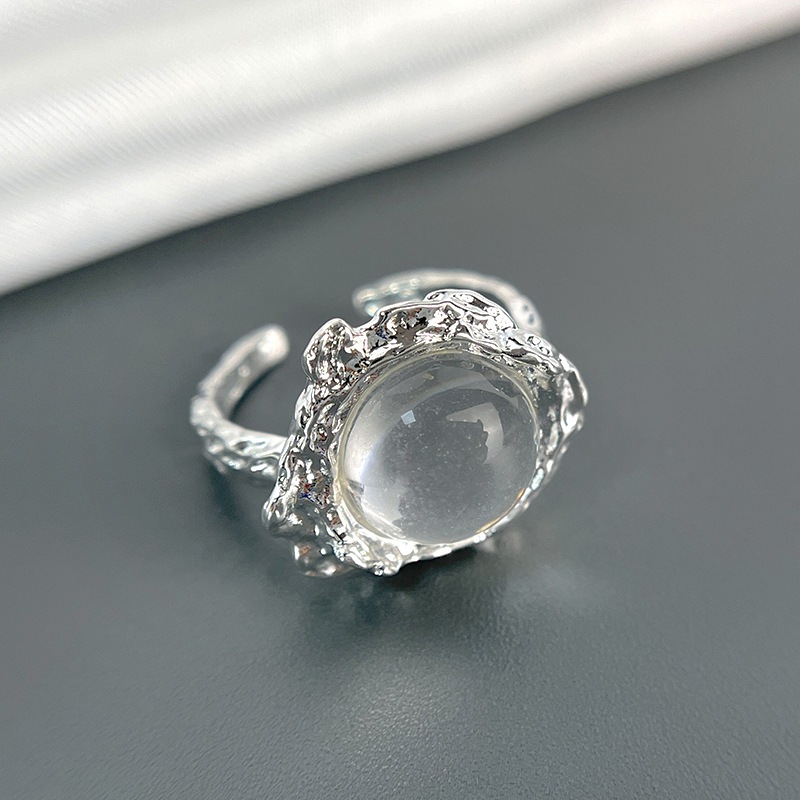 Moonstone Cincin Wanita Perhiasan Aksesori Zircon Korea Cincin Batu Mata Kucing Adjustable
