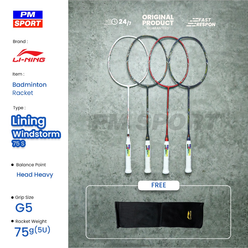 RAKET BADMINTON / BULUTANGKIS LINING WINDSTORM 75S ORIGINAL