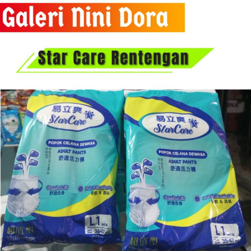 Star Care Popok Dewasa / Orang tua / Tipe Perekat / Rentengan / L 6 pcs / Galeri Nini Dora / Kota Pa
