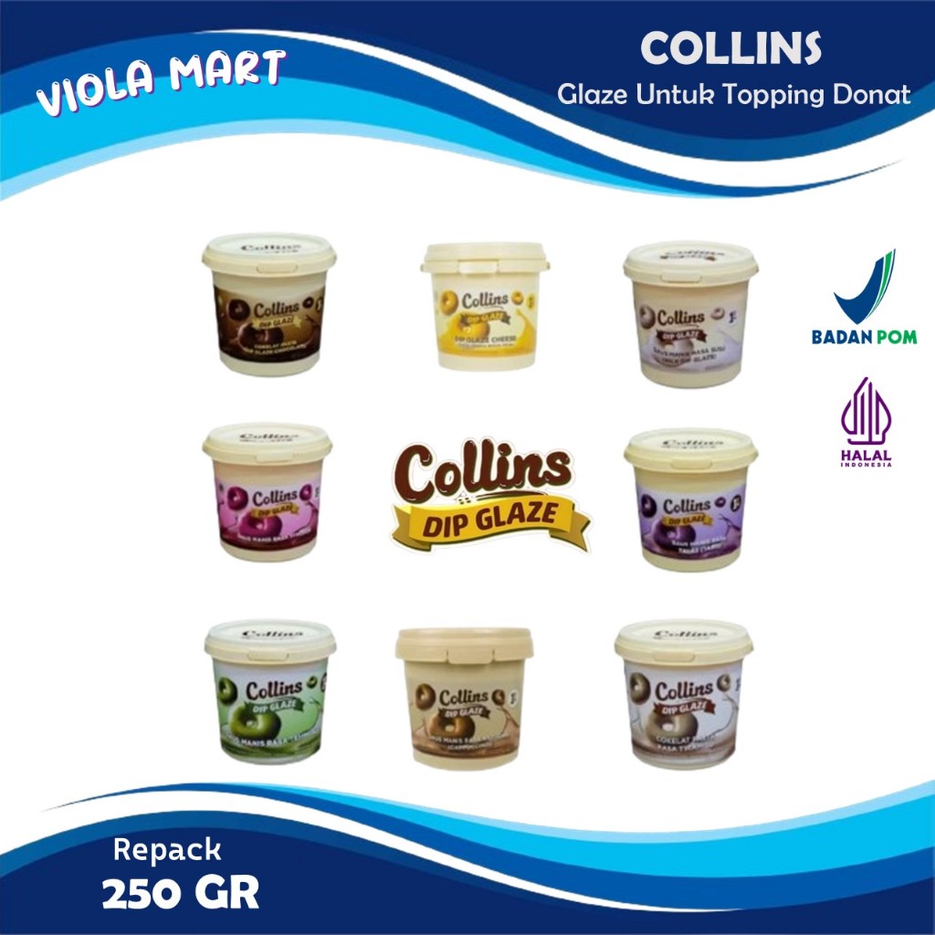 

GLAZE COLLINS Repack 250gr / Collins DIP GLAZE / Glaze Untuk Topping Donat