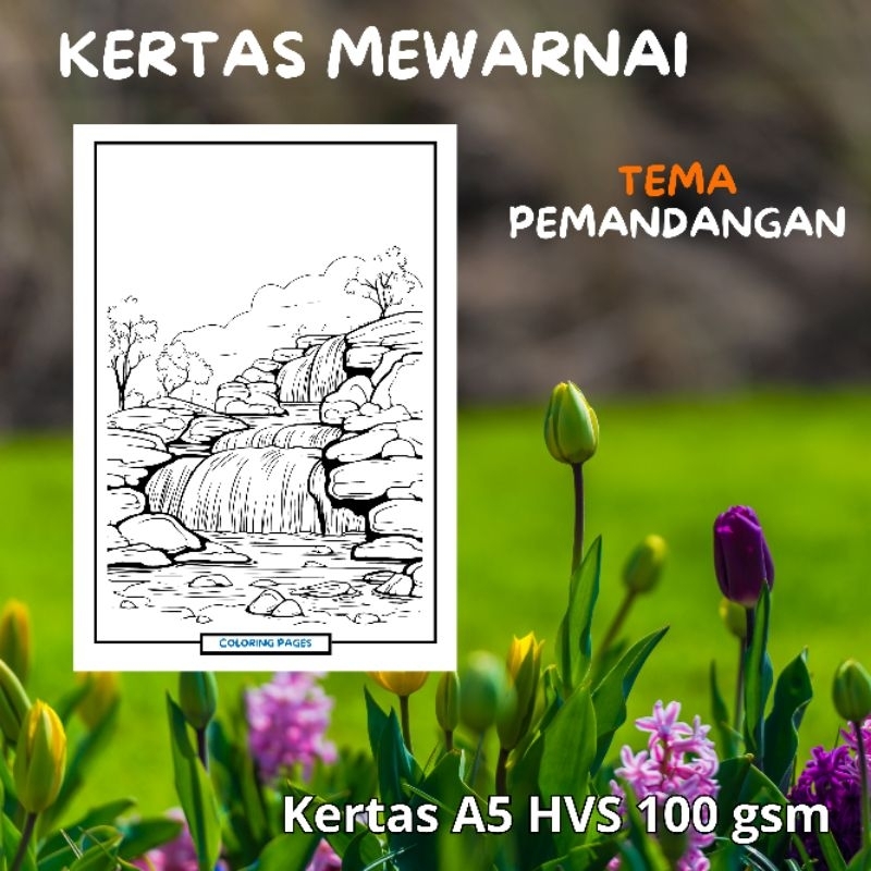 PM01 Mewarnai Gambar PEMANDANGAN Kertas HVS 100gr Bukan Buku Mewarnai