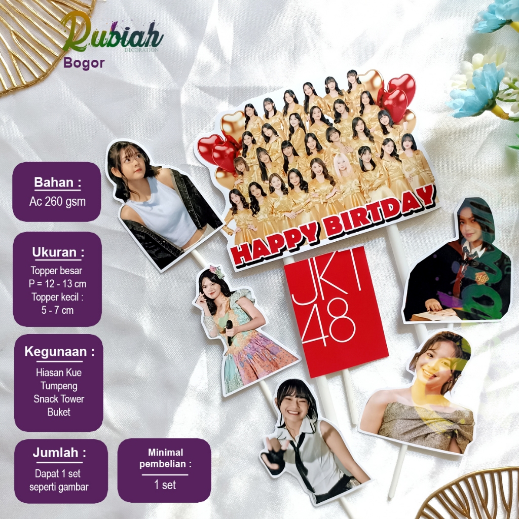 Custom Nama Foto Topper cake JKT48 GOLD Hiasan Kue Ulang Tahun Snack Tower Buket Tumpeng