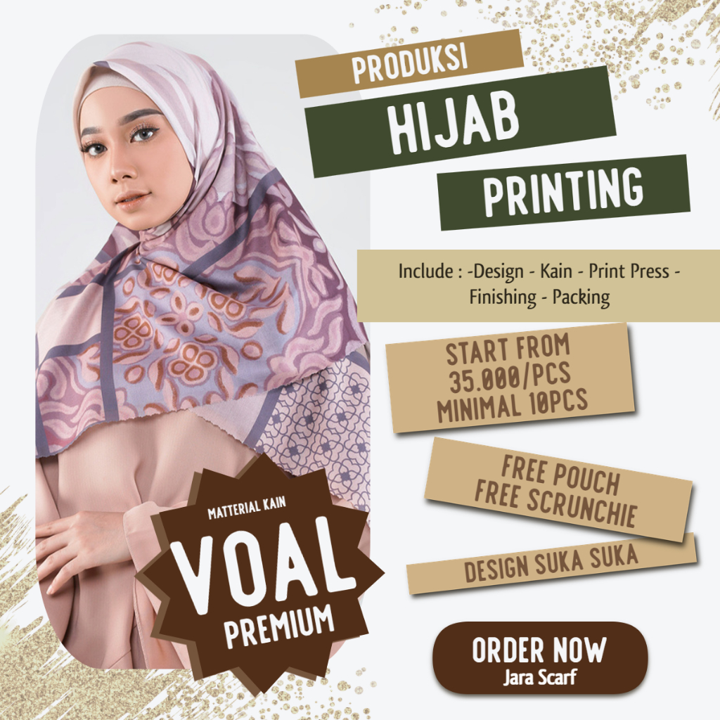 Hijab Costum Printing / Hijab Costum Seragaman Min.order 10pcs Free Scrunchie