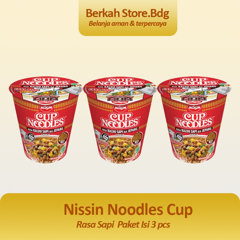 

Nissin Cup Noodles Instan Rasa Kaldu Sapi Ala Jepang / 67gr/Paket Isi 3 pcs/Halal/ Original