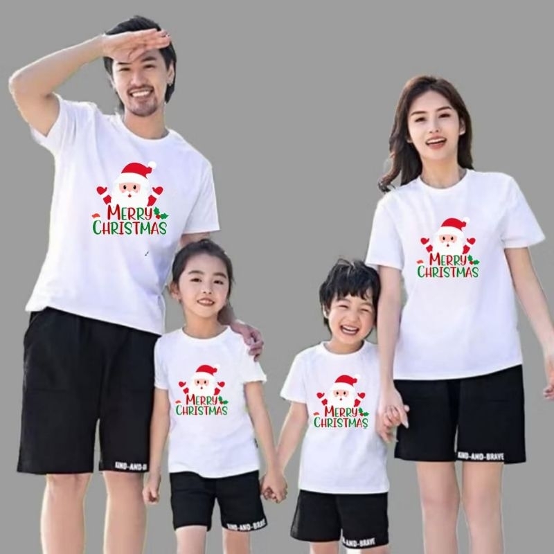 Baju Kaos Atasan Anak Remaja Dan Dewasa MERRY CHRISTMAS/BajuTahun Baru Kapel Keluarga Santa HAPPY