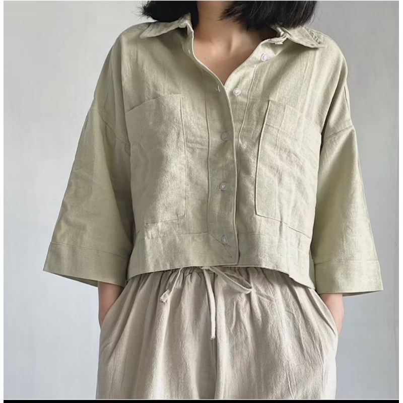 crop linen top