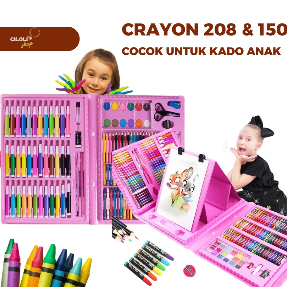 

Big Discount Perlengkapan Menggambar Krayon Anak Set Koper 28PCS in 1 Crayon Full Alat Melukis Mewarnai Set KIDS LAND