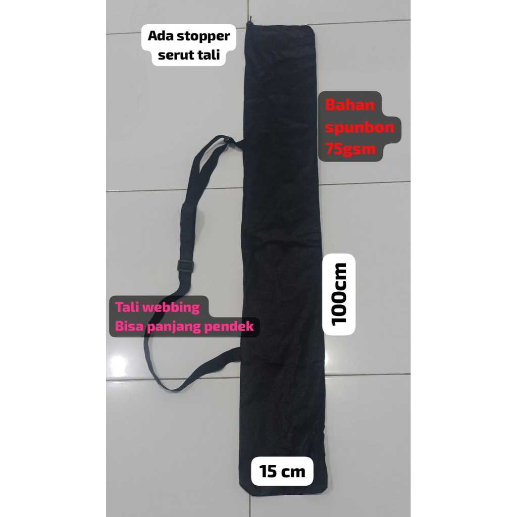 Tas Pancing Serut Selempang Tali Stopper Ransel 100cm x 15cm Gendong - Tas Joran Tegek Spunbon Spunb