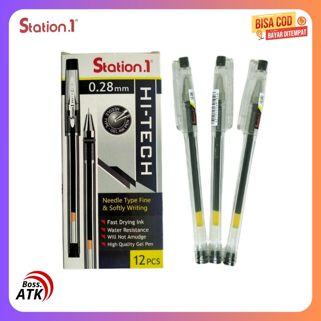 1 Pcs Pulpen HI-TECH Station1 Pulpen Gel Ujung Runcing