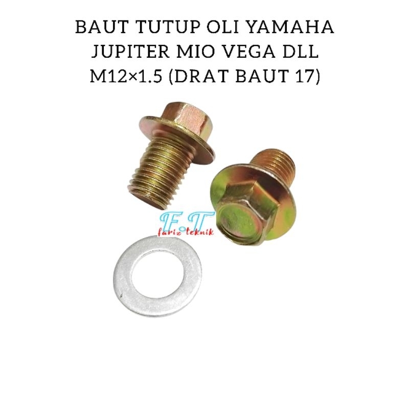 Baut Tutup Oli Bawah Baut Oli Mesin Bawah Yamaha Jupiter Vega Mio m12×1.5 drat baut 17