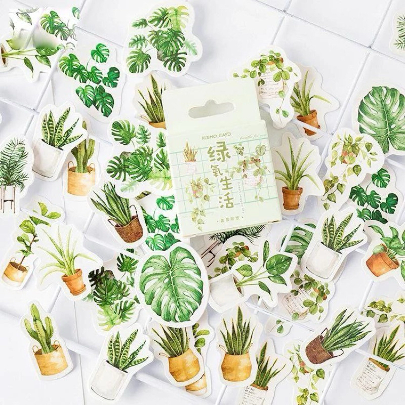 

My Stationery 46 Pcs GREEN PLANTS Deco Sticker Planner DIY Scrapbook Kotak