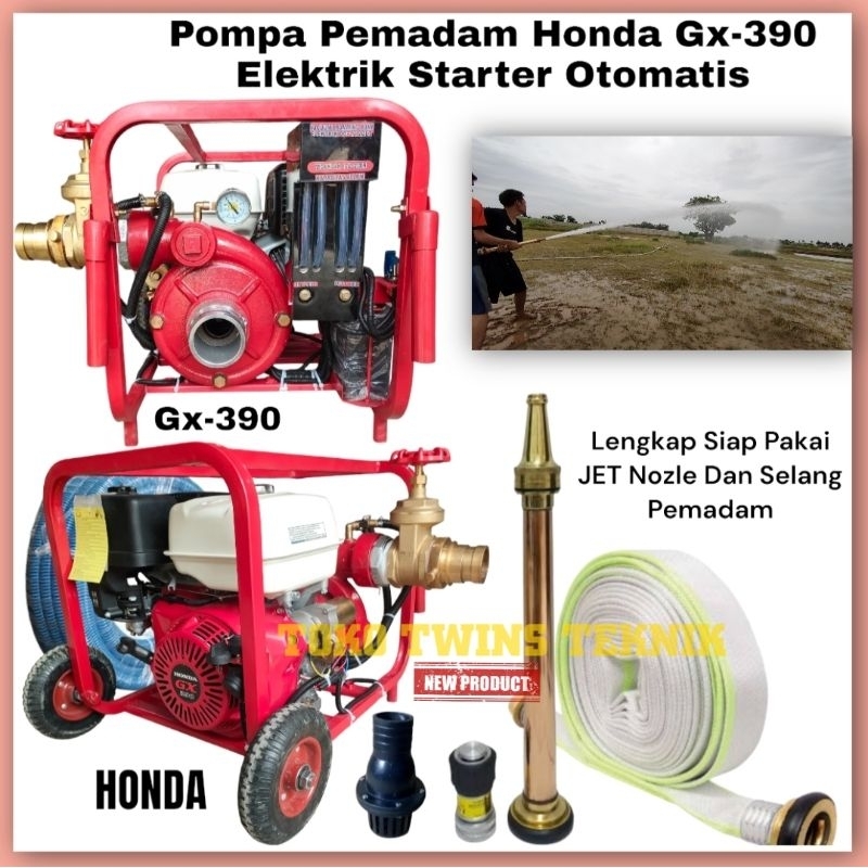 PAKET POMPA PEMADAM HONDA GX-390 ELEKTRIK STARTER VACUUM OTOMATIS