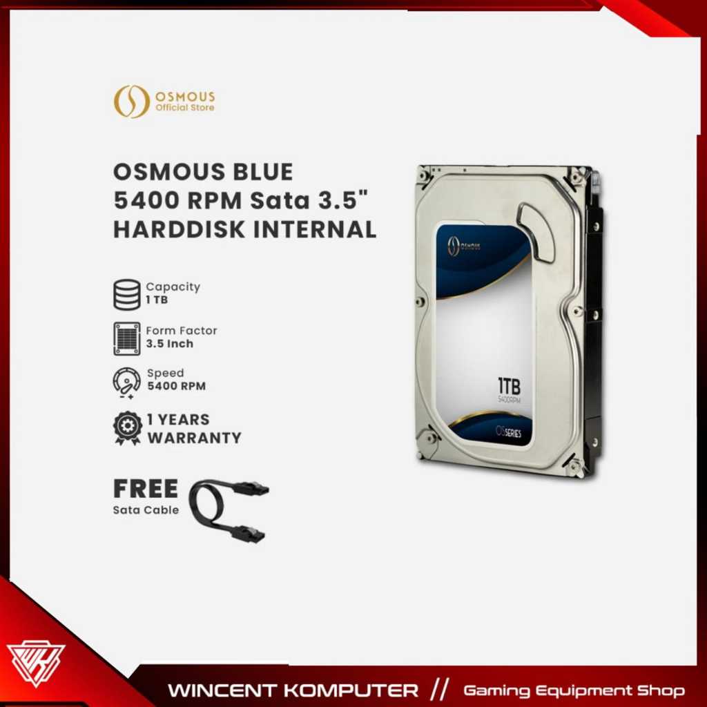 Hardisk HDD Internal CCTV Osmous 1TB 2TB 3 TB 4TB Blue Internal Sata 3.5" 5400RPM