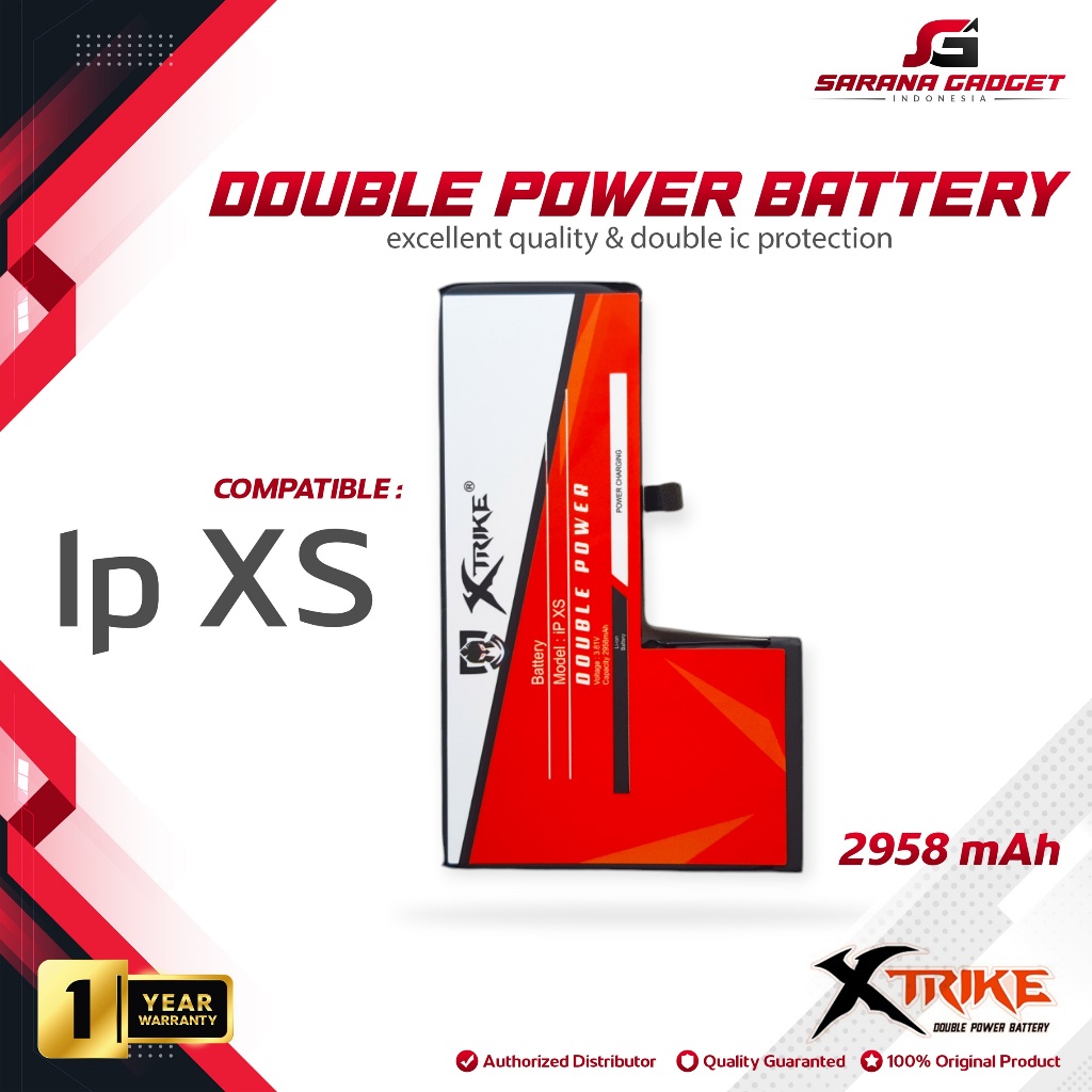 XTRIKE Baterai Double Power Iphone XS Batre Batrai Battery Dual Apple Ip Ori Original